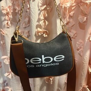 Bebe Black and Tan Shoulder Bag